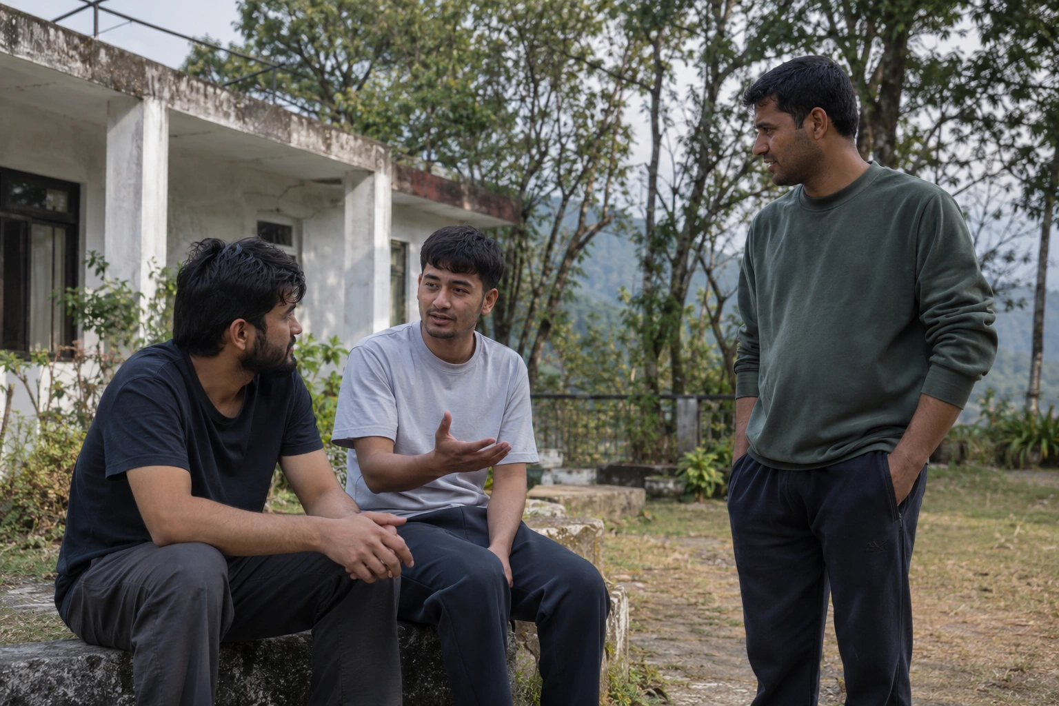 चिट्टा कैसे छोड़ें: पहाड़ों के सामने बैठे बेटे के कंधे पर हाथ रखे माँ, कांगड़ा हिमाचल